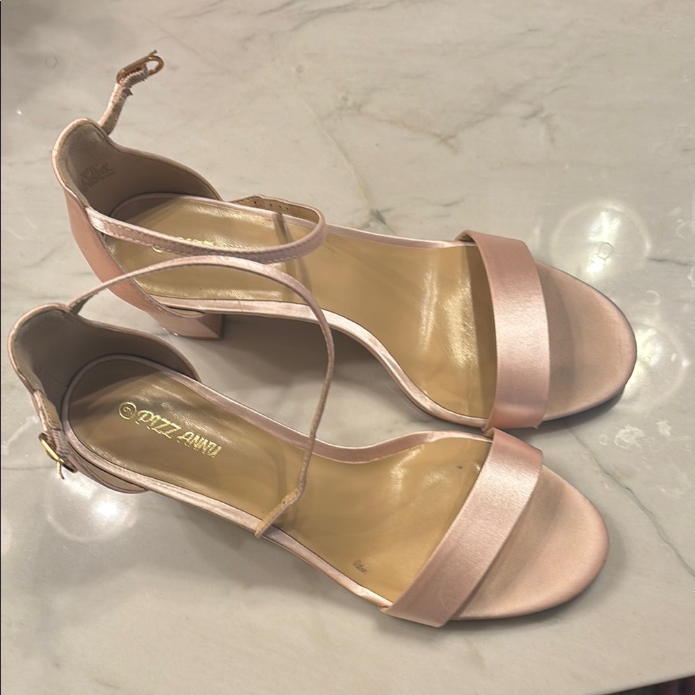 Rose Gold Pink Ankle Strap Heels